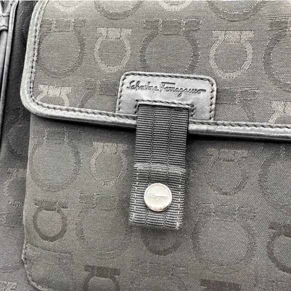 Vintage Salvatore Ferragamo Gancini Monogram Canvas Crossbody Bag - Black - Picture 2 of 14